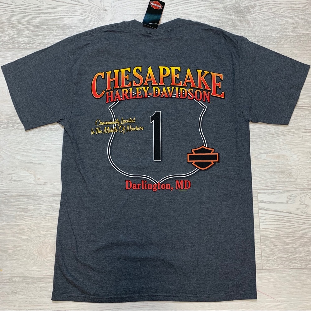 Harley-Davidson Chesapeake Darlington M Graphic T-Shirt Charcoal Grey Medium NWT